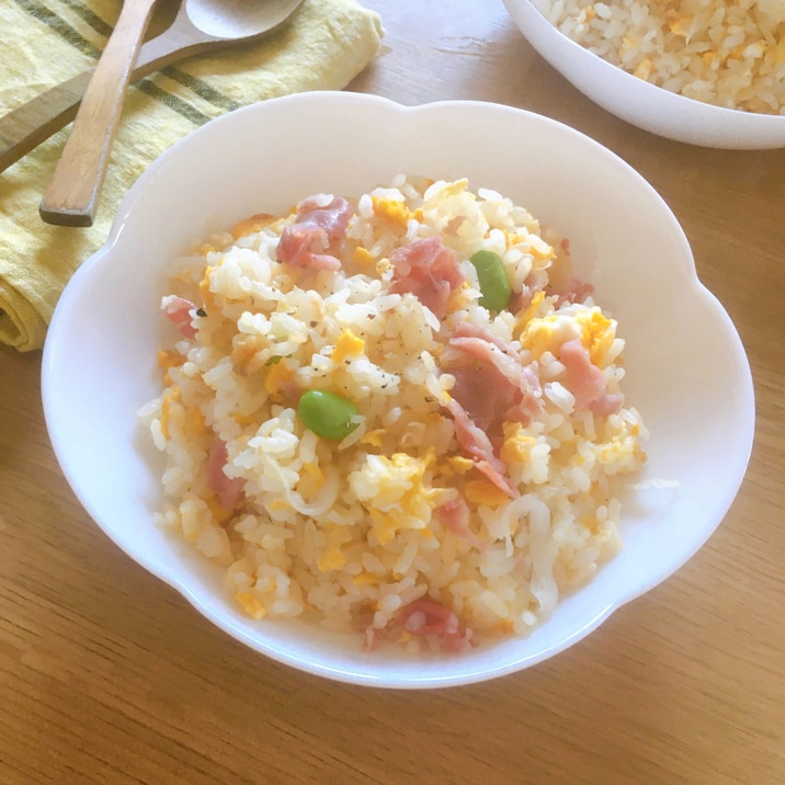 生ハムとえだ豆の簡単炒飯♪